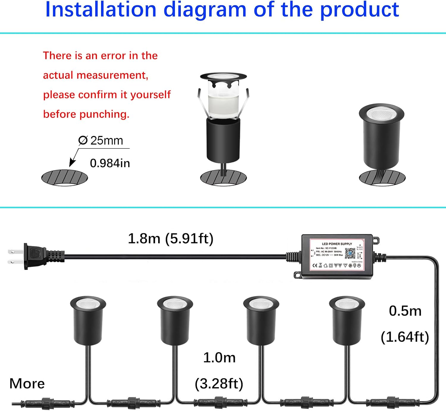 Wi-Fi Smart LED Outdoor Deck Lights, RGB Φ1.18in Low Voltage 12V DC IP67 Waterproof, Timer Voice Music Color Changing, Compatible with Aleax Google Assistant, Stair Step Lighting 16 Pack Black