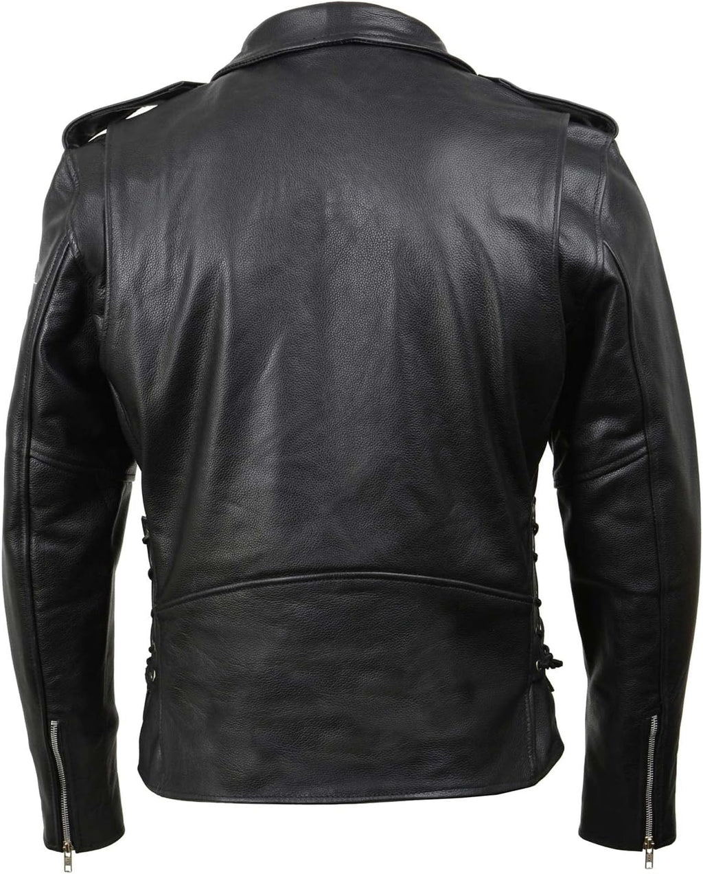 Milwaukee Leather SH1011 Men's Classic Brando Premium Leather Black Motorcycle Riders Leather Jacket w/Side Laces