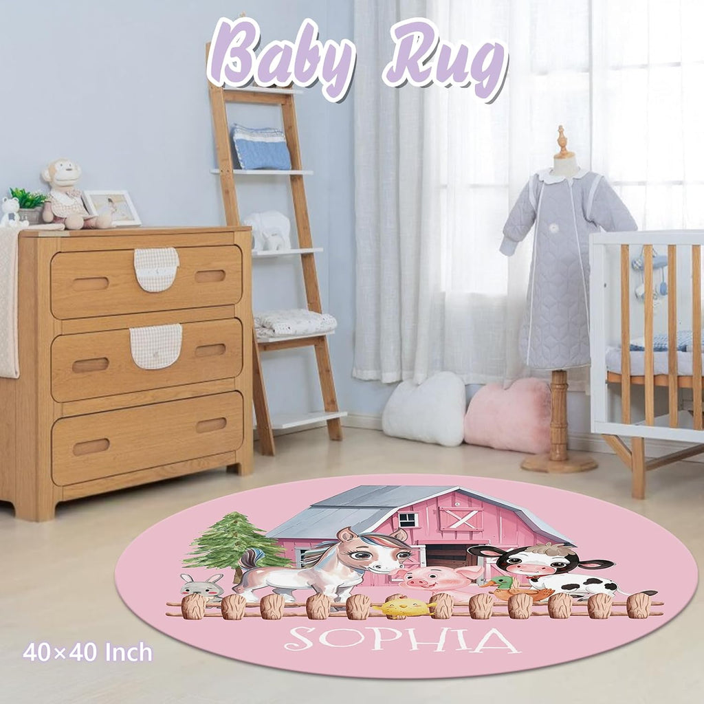 Personalized Baby Crib Bedding Set, 5 Pcs Custom Name Nursery Bedding Set for Girls Boys, Farm Animals Baby Crib Set for Toddlers Infants, Double Layer Bedding Crib Sets Customized Gifts