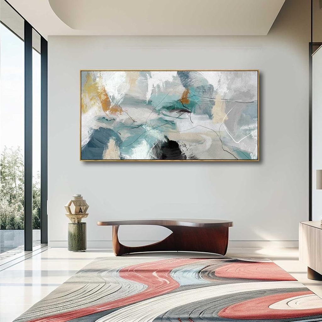 Kureful Large Canvas Wall Art Minimalist Decor Living Room Pictures Grey Wall Decor Hand Painted Artwork for Bedroom Kitchen Hotel Wall Decoration 30x60 Inch