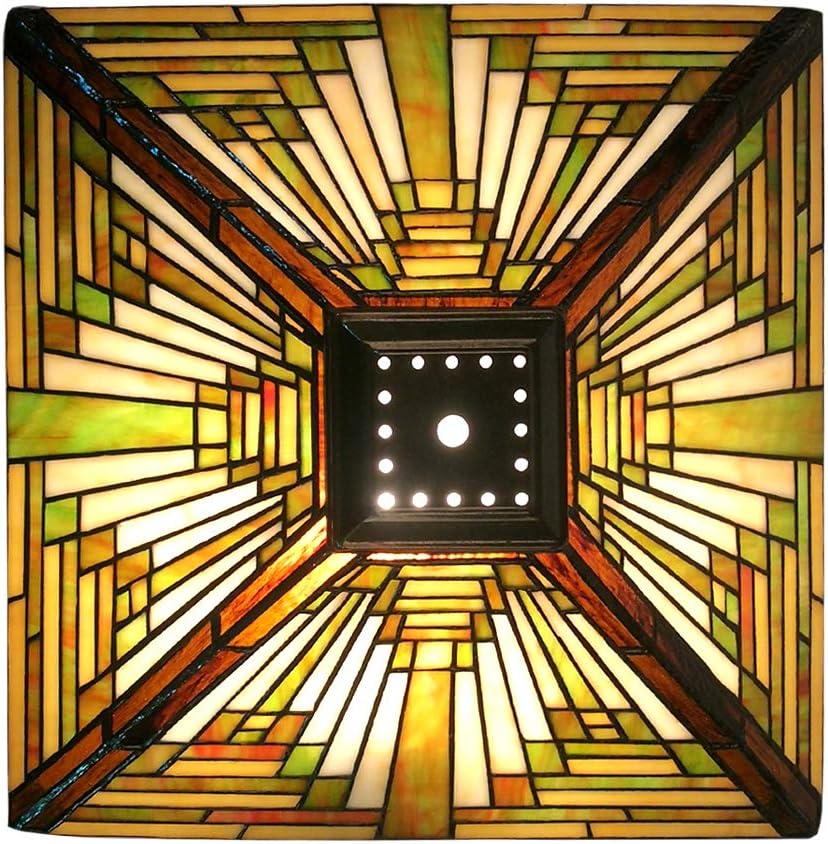 Premium Tiffany Lamp Shade, Mission Lampshades, Stained Glass Square Lampshade, 14 Inches Wide, Lampshade for Table Lamp
