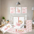 Terwex 5 Piece Customized Crib Bedding Set for Baby Girls - Custom Name Baby Crib Pink Sheep Nursery Bedding Set with Soft Blanket, Fitted Sheet, Rug, Personalized Gifts for Toddler, Newborn, Infant