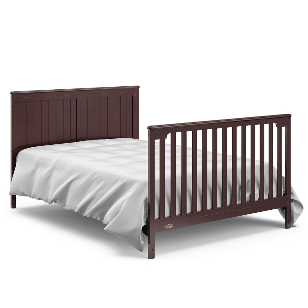 Graco Hadley 5-in-1 Convertible Crib with Drawer – GREENGUARD Gold Certified, Fits Standard Crib Mattress, Converts to Toddler Bed, Daybed and Full Bed, 4 Adjustable Mattress Heights (Espresso)