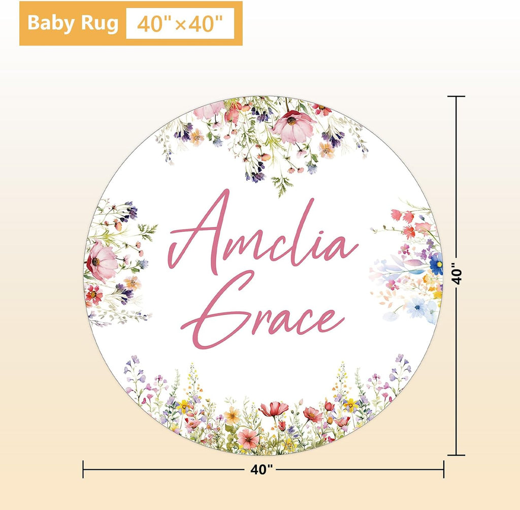 Terwex Custom Crib Bedding Set - 5 Pcs Customized Baby Crib Set with Name - Soft Double Layer Flower Nursery Baby Bedding Set for Girls Boys - Personalized for Infants Toddlers