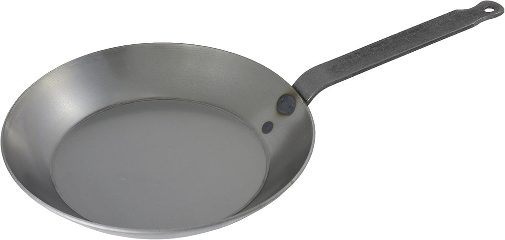 Matfer Bourgeat 062003 Black Steel Round Frying Pan, 10 1/4-Inch, Gray