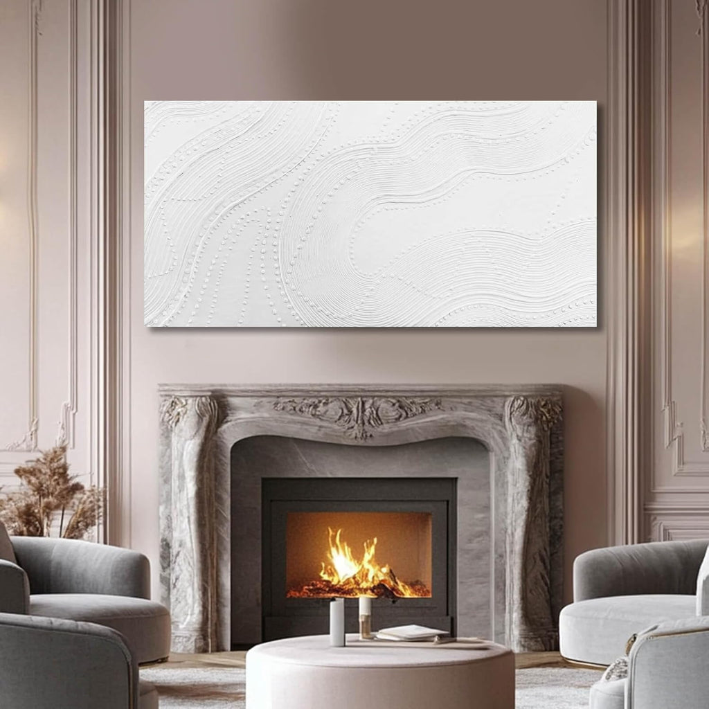 NBAODAN Large Wall Art Modern Canvas Picture Abstract Wall Decor White Line Art for Living Room Neutral Artwork for Office Bedroom 29'x58' Geometric Painting