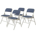 Premium Padded Portable Folding Chairs by National Public Seating – 2200 Series Upholstered, Heavy-Duty Foldable Chairs for Indoor & Outdoor Use – Set of 4, Comfortable & Durable, Blue-Grey