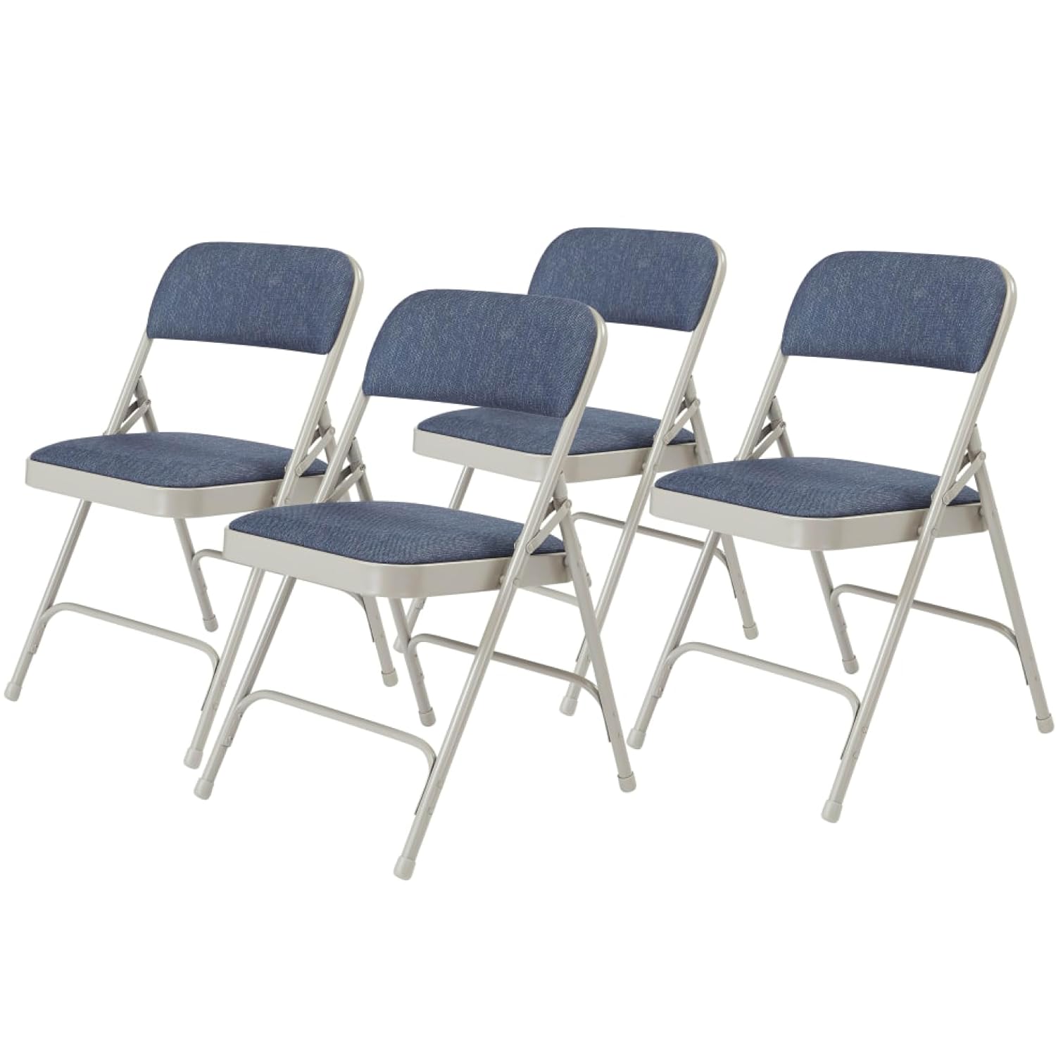 Premium Padded Portable Folding Chairs by National Public Seating – 2200 Series Upholstered, Heavy-Duty Foldable Chairs for Indoor & Outdoor Use – Set of 4, Comfortable & Durable, Blue-Grey