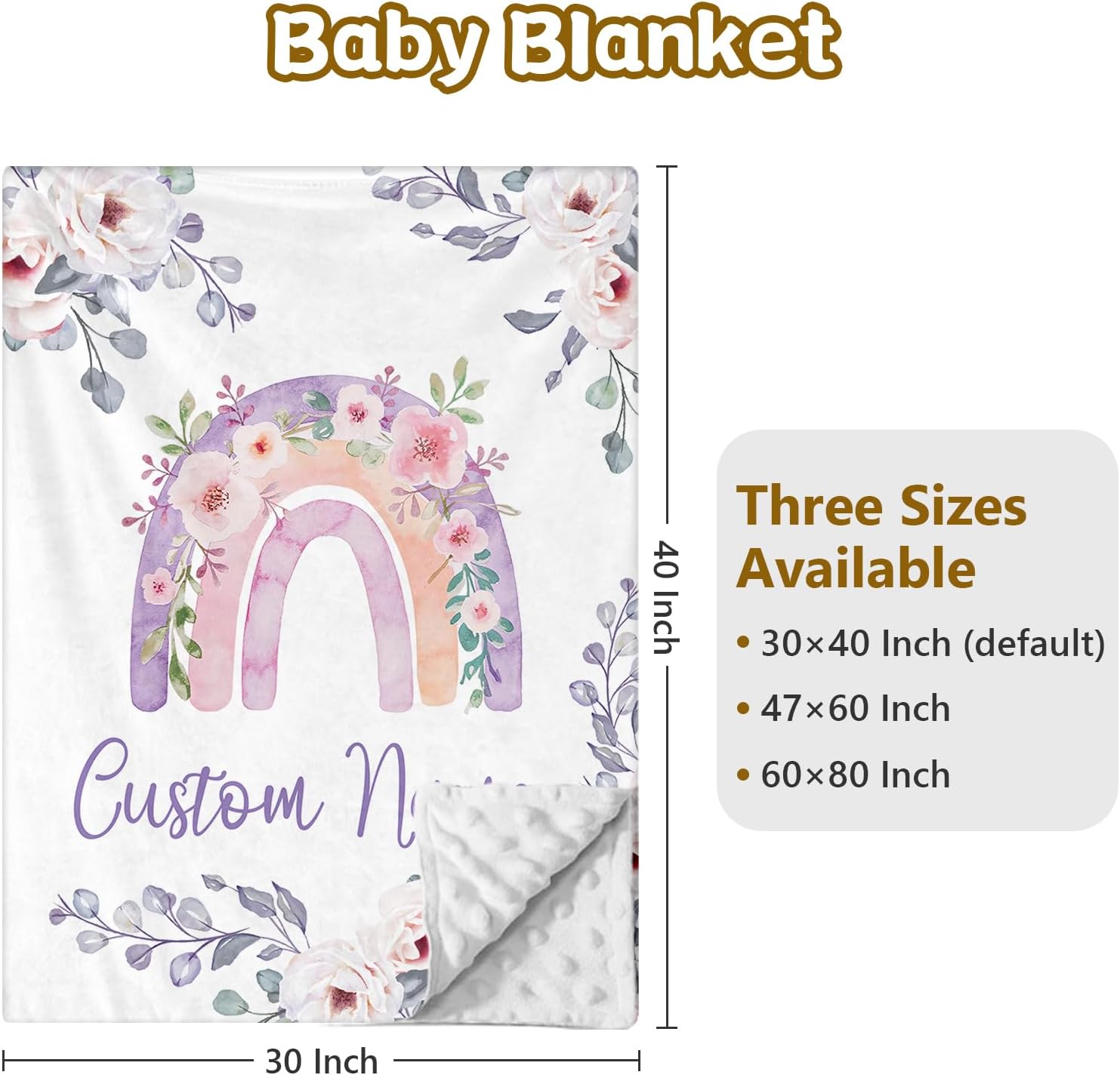 Terwex Personalized Baby Crib Set, 5 Pcs Custom Name Bedding for Girls Boys - Nursery Crib Sets, Soft Toddler Sets for Infant Customized Gifts, Purple Rainbow