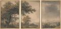 MUDECOR Framed Wall Art Print Set Vintage Landscape Rustic Tree and Mountain View Illustrations Decorative Colorful for Living Room, Bedroom, Office - 16'x24'x3 Natural
