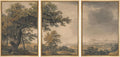 MUDECOR Framed Wall Art Print Set Vintage Landscape Rustic Tree and Mountain View Illustrations Decorative Colorful for Living Room, Bedroom, Office - 24'x36'x3 Natural
