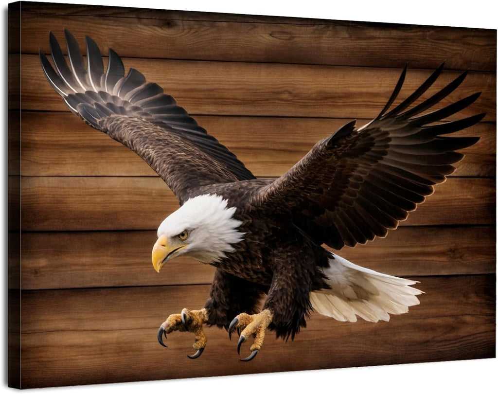 American Bald Eagle Wall Art Bird Pictures Canvas Wall Decor Rustic Farmhouse Wildlife Painting Cabin Lodge Decor Woodland Western Animal Artwork for Living Room Bedroom Office Home Decoration 32x48'