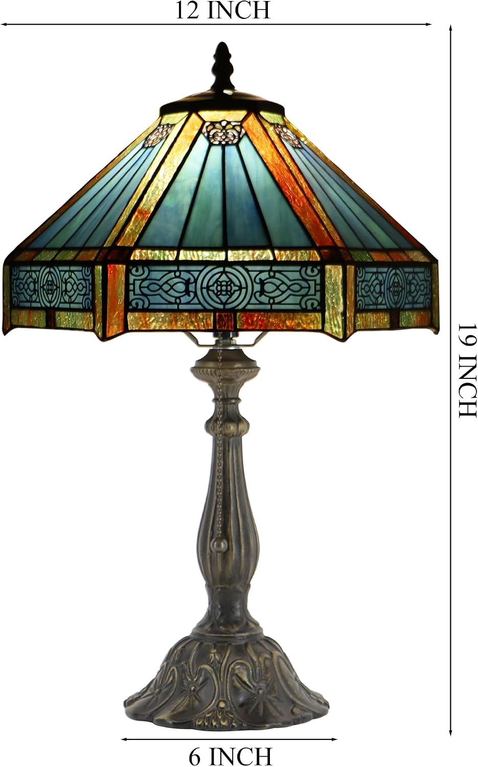 Tiffany Style Lamp Stained Glass Table Lamp Memory Sympathy Desk Reading Light 12X19 Inch (Hexagon Mission Style)