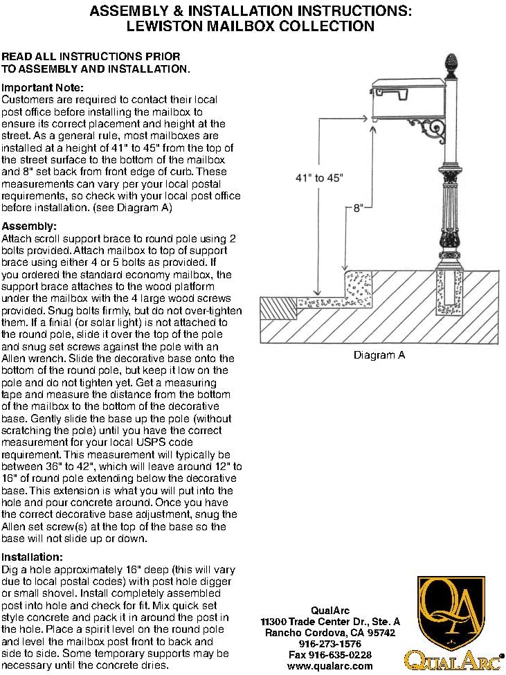 LMPST-E1-LKIT-801-WHT Lewiston Rust Free Cast Aluminum Locking Mailbox System with Economy Mailbox, Post, Decorative Horsehead Finial & Fluted Base, White
