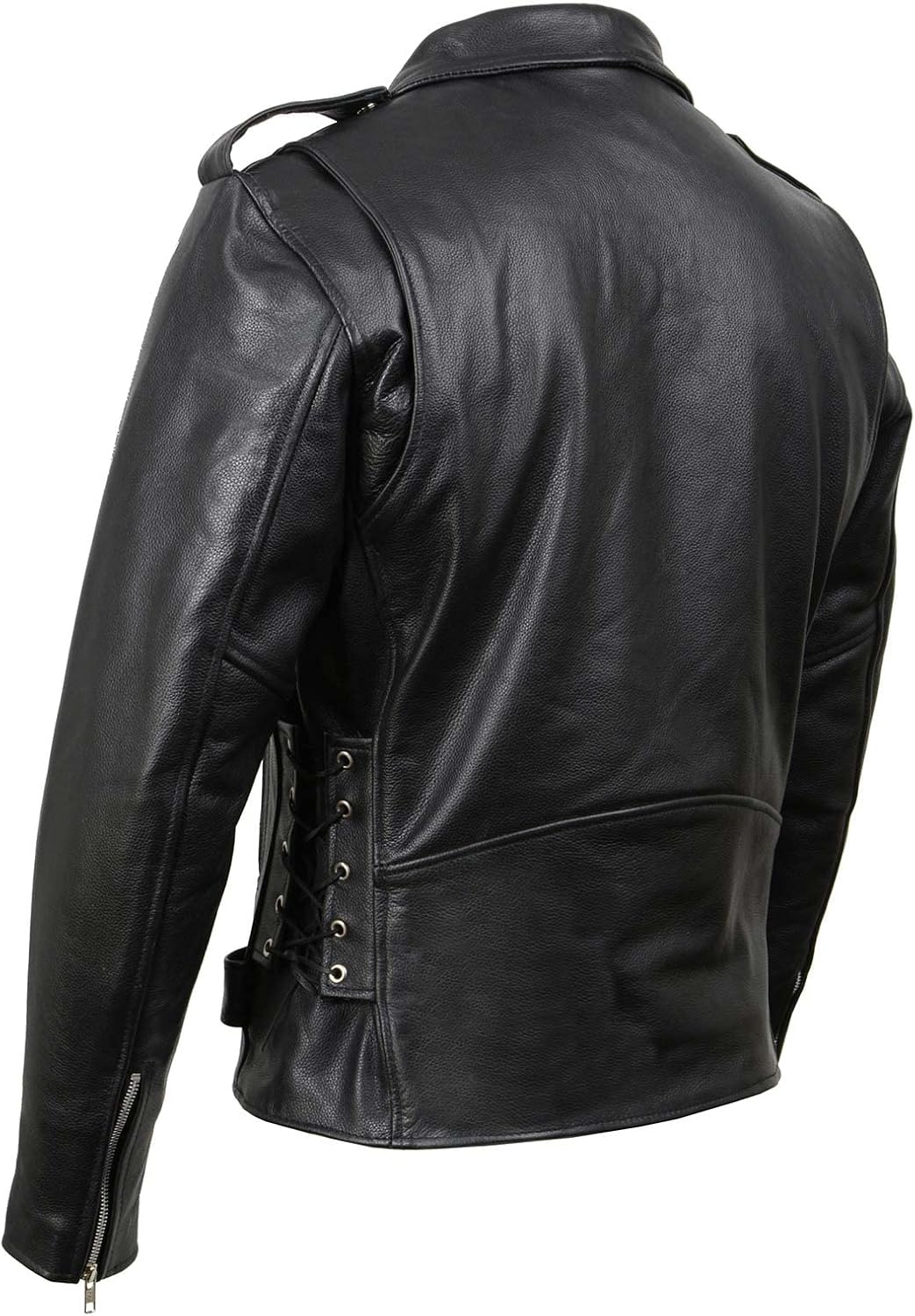 Milwaukee Leather SH1011 Men's Classic Brando Premium Leather Black Motorcycle Riders Leather Jacket w/Side Laces