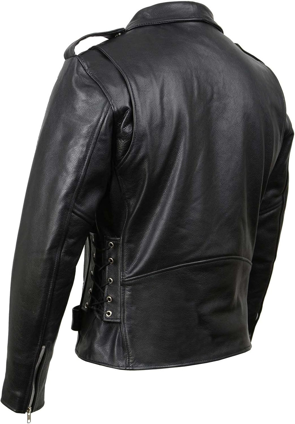 Milwaukee Leather SH1011 Men's Classic Brando Premium Leather Black Motorcycle Riders Leather Jacket w/Side Laces
