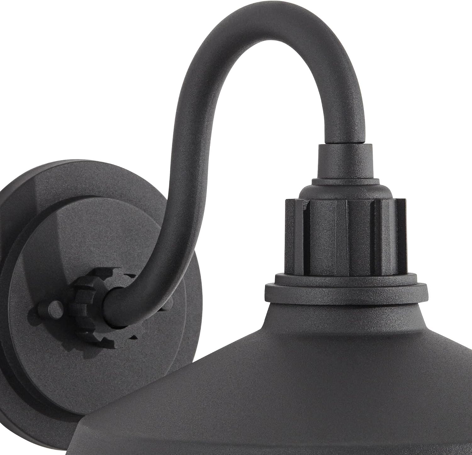 Franklin Iron Works Arnett Rustic Urban Barn Outdoor Wall Light Fixture Smooth Black Aluminum 10 1/2' Gooseneck Arm for Exterior House Porch Patio Outside Deck Garage Yard Front Door Garden Home