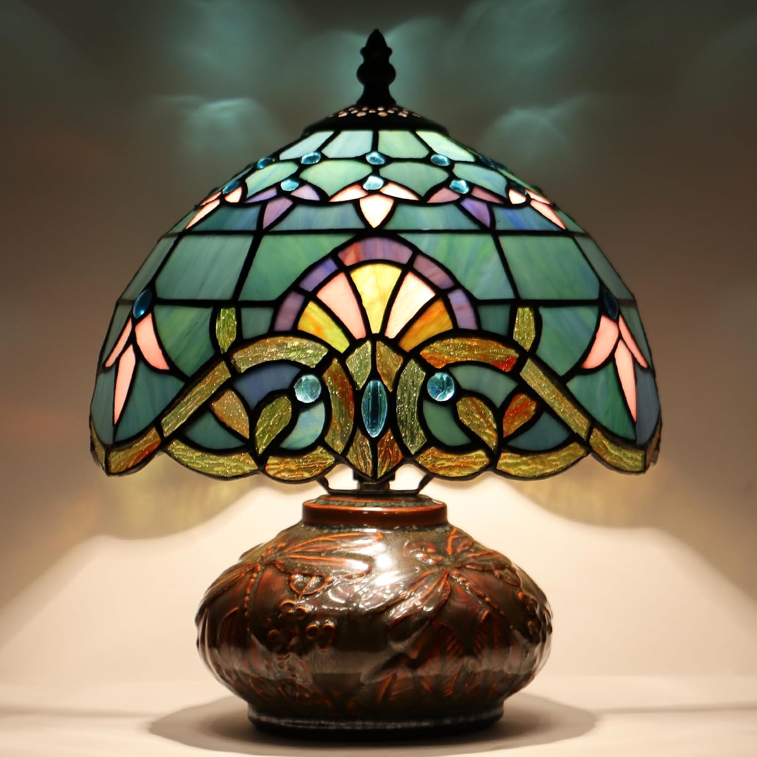 Small Tiffany Table Lamp Mini Mushroom Stained Glass Lamp Memory Sympathy lamp 10X11 Inch (Baroque Style)