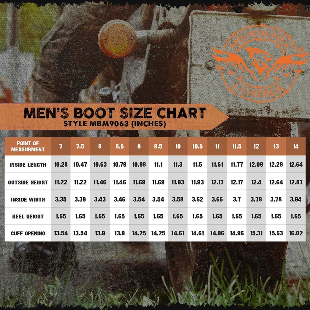 Milwaukee Leather MBM9063 Men's Classic Distressed Brown Leather Motorcycle Engineer Riding Biker Boots - 7