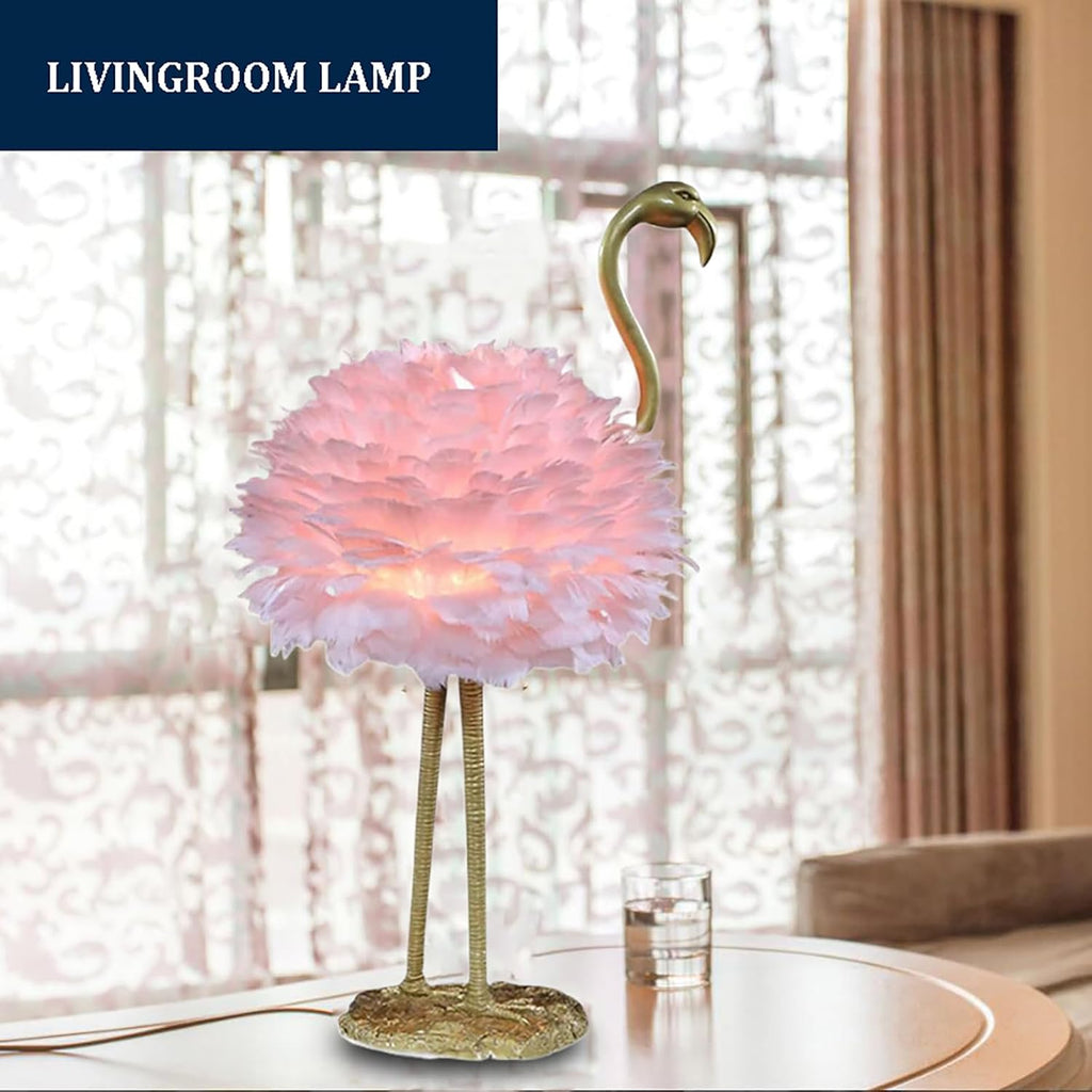 Feather Table Lamp,Flamingo Light Flamingo Lamp,Modern Bedside Lamp Plug in,Large Led Desk Lamp,Decorative Nightstand Lamp Night Light for Bedrooms Living Room Girls Room Decor