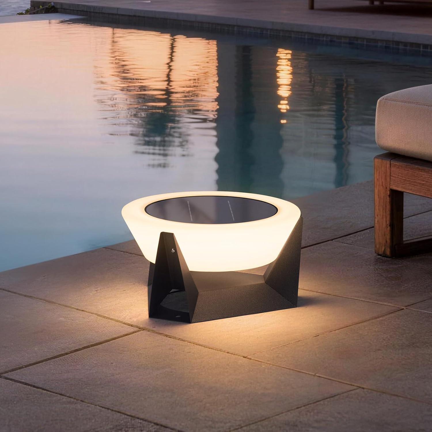 MVBT Solar Floor Lamp, Medium Solar Lantern, 3000K LED Outdoor Lanterns for Porch, Dusk to Dawn Outdoor Lights for Patio, Waterproof Floor Lamps, Modern Garden Lights Free Standing for Deck Table Yard