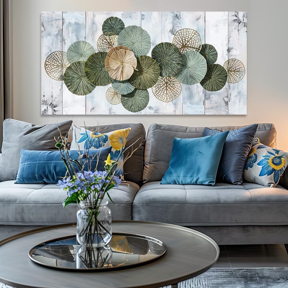 Wall Art Simple Wall Decor Green Canvas Painting Abstract Wall Art for Bedroom Living Room Dining Room Home Office Decor 79'x40' with Framed