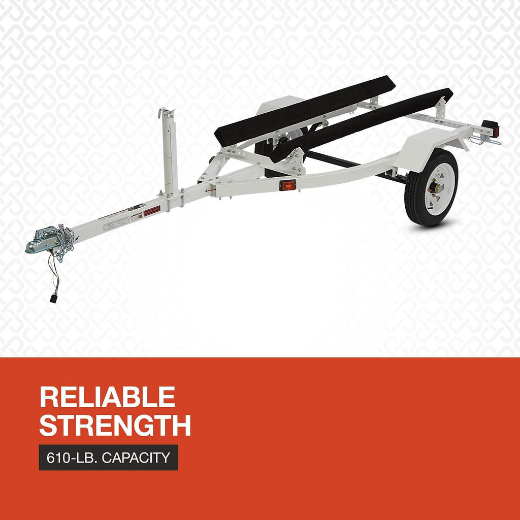Jet Ski Trailer Kit, PWC Steel Trailer with 610-Lb Load Capacity, 6.4ft x 3.3ft Deck, Adjustable Bunks, DOT-Approved LED Lights, Personal Watercraft Trailer