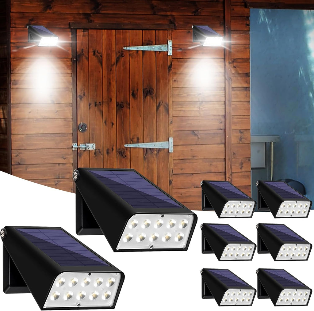 Solar Lights Outdoor with Lights Reflector&2 Lighting Modes, Solar Security Spot Lights 90° Adjustable, IP65 Waterproof Solar Powered Wall Lights for Garden/Patio/Yard/Deck/Pool Area, 8-Pack