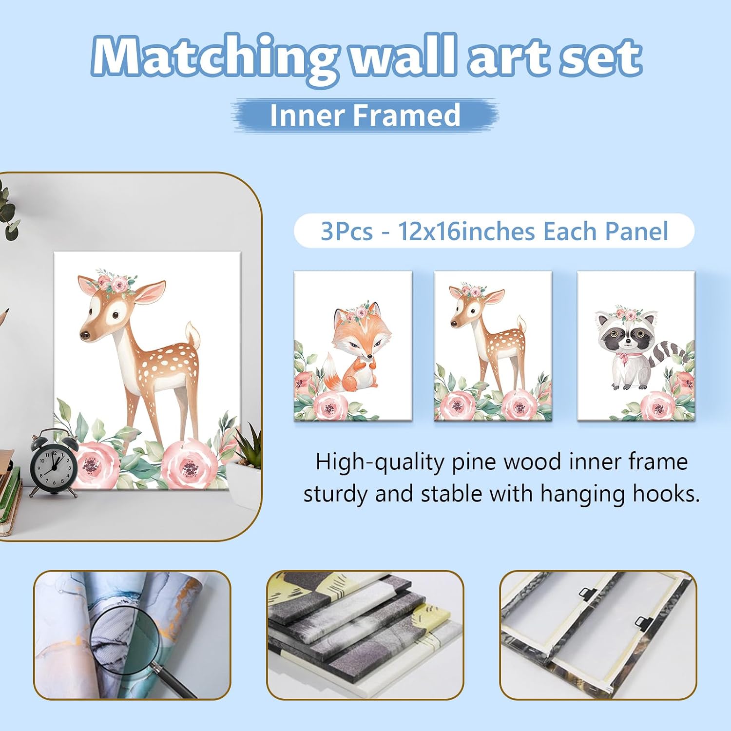 KAINSY Custom Crib Bedding Set 5 Piece for Girls Boys – Personalized Floral Animals Theme, Newborn Sleep Set, Nursery Decor, Toddler Room Essentials, Infant Sleep, Baby Room Accessories, Baby Gift