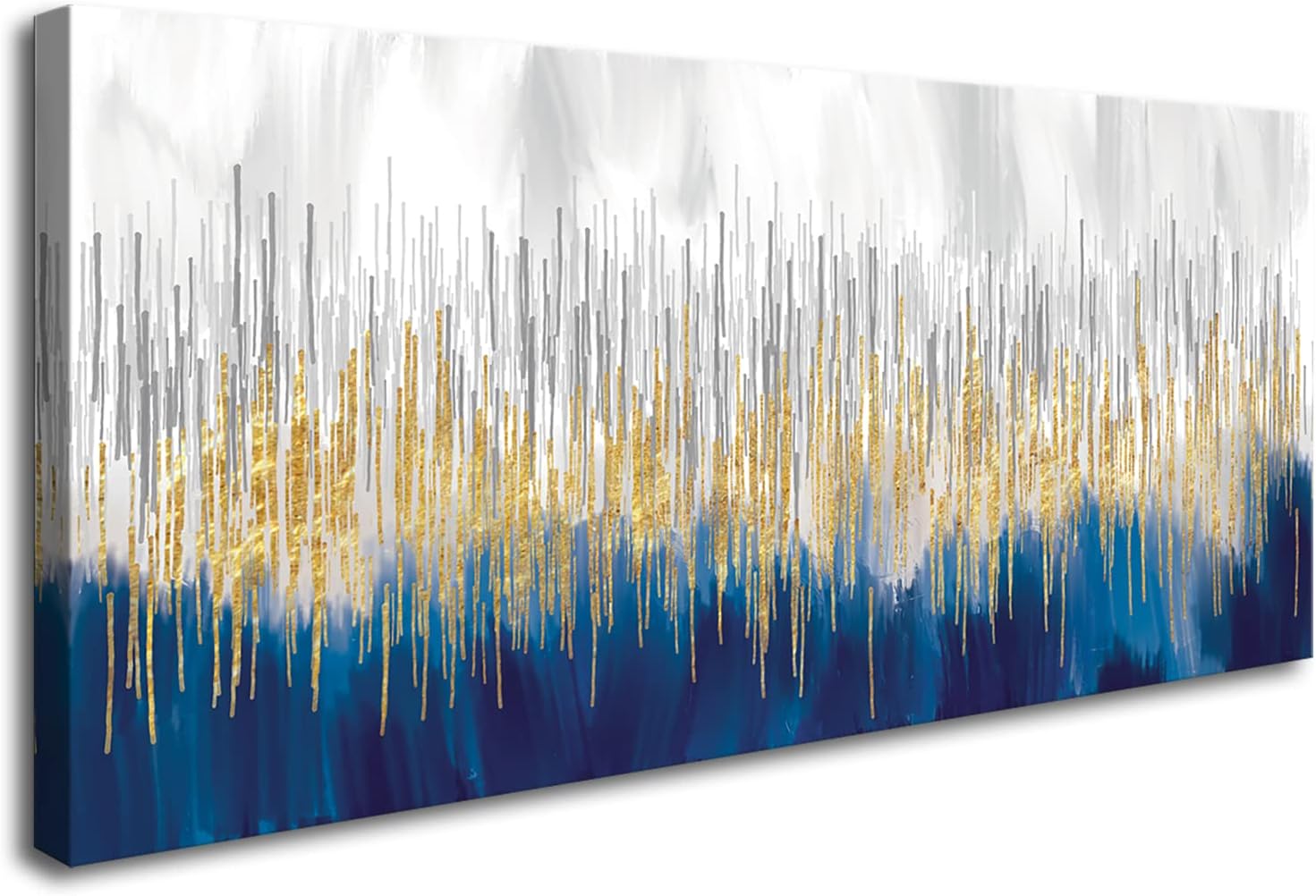 XXMWallArt FC3198 Abstract Wall Art Gold and Blue Canvas painting Artwork Painting Print for Living Room Bedroom Kitchen Home and Office Wall Decor