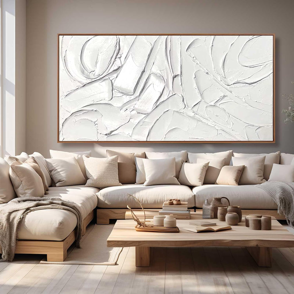 XIANSHOU White Wall Art For Living Room Extra Large Wall Decor Abstract Paintings Modern Artwork Pictures Arts 36'x70'