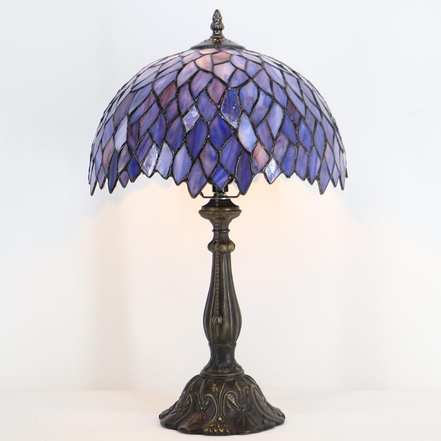 Tiffany Style Lamp Stained Glass Table Lamp Memory Sympathy Desk Reading Light 12X19 Inch (Wisteria Style)