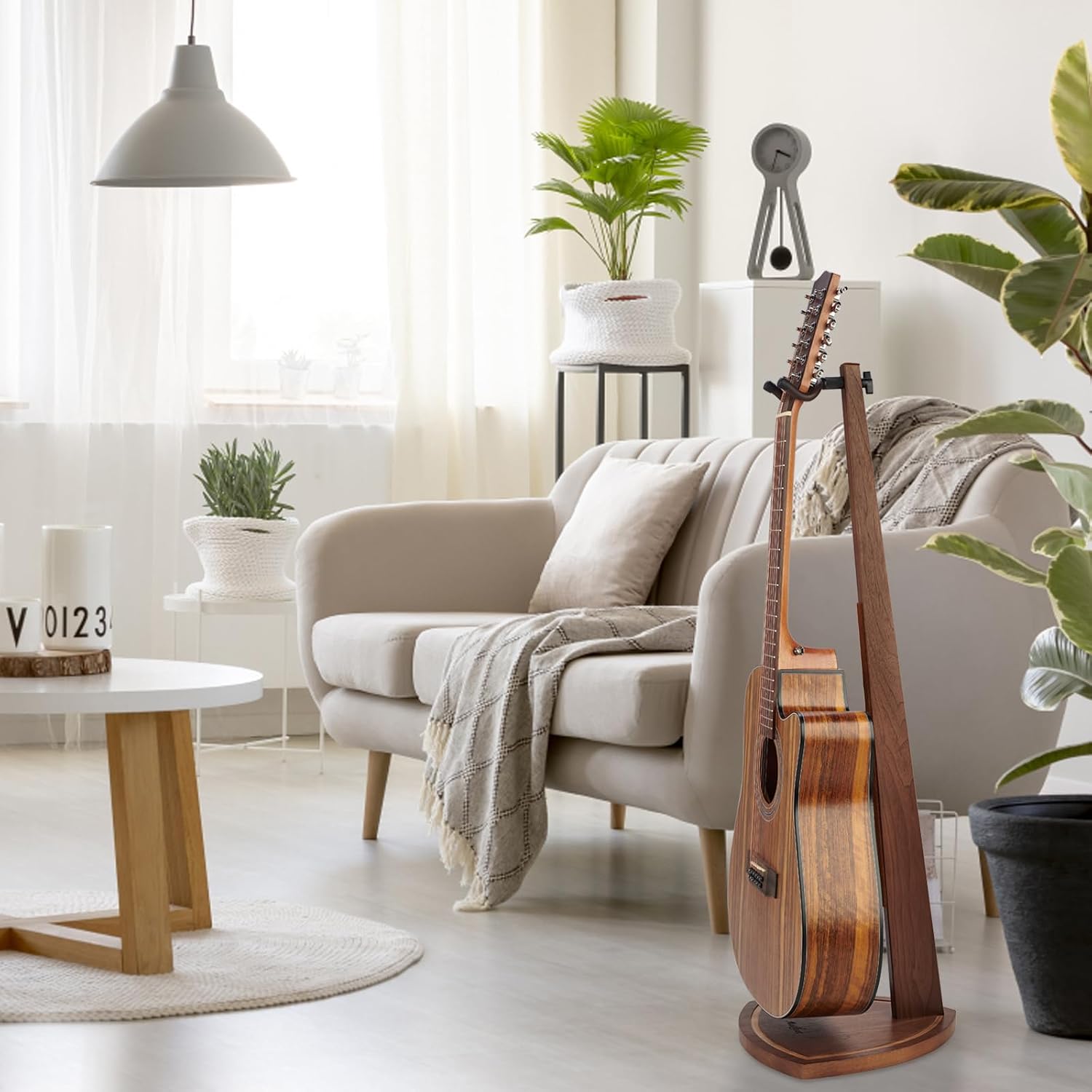 Double Guitar Stand, 2 Pack Guitar Stand for Acoustic Guitar, Dual Guitar Stand for 2 Guitars, Wooden Guitar Stand Floor for Electric Guitar, Wood Guitar Stand for Men, Guitar Accessories