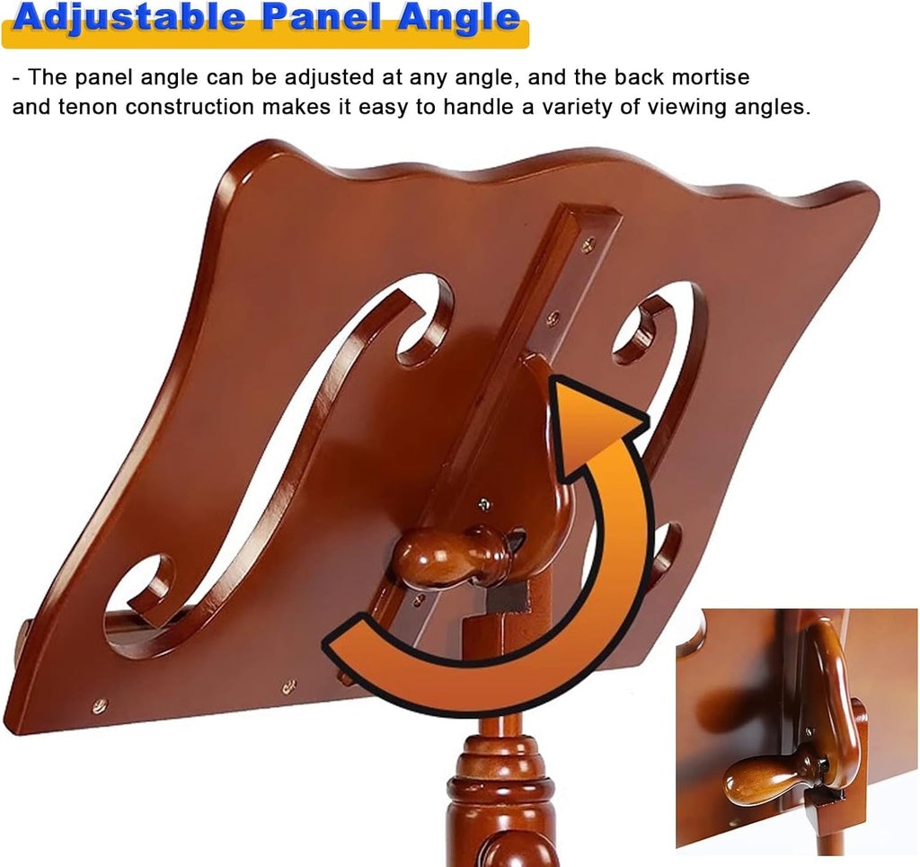 Wooden Carving Sheet Music Stand, Ultra-Stable Lifting Musicians Podium for Classroom, Floor Stand Music Books Racks for Violin/Guitar/Ukulele