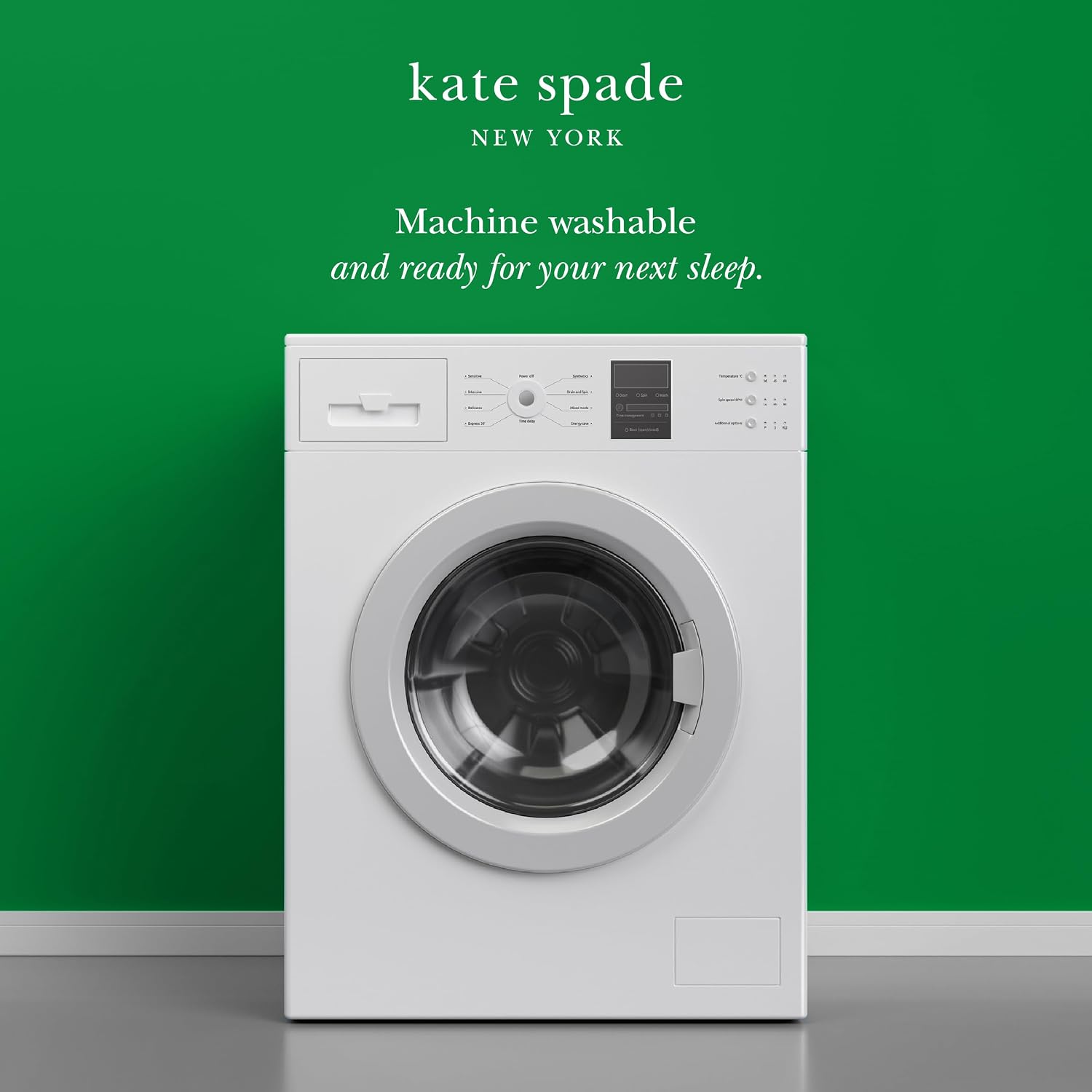 kate spade new york Color Block King Comforter Set, 300 Thread Count and 100% Cotton Cover, All Season 3 Piece Reversible Bedding Set, Machine Washable, Navy, Green and White
