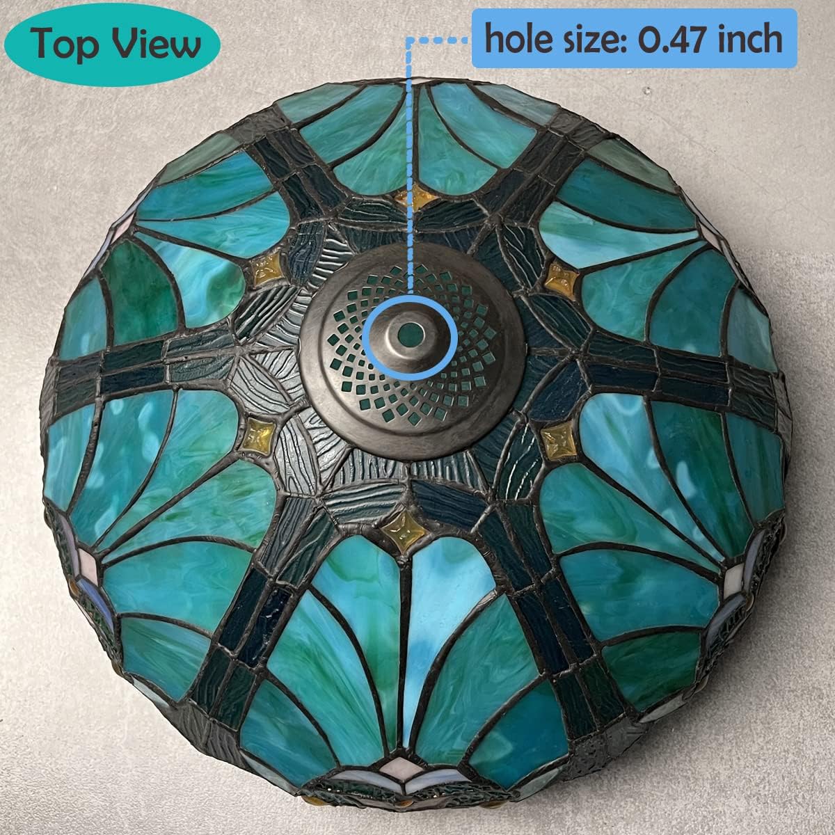 Tiffany Table Lamp Shade 16' Wide Victorian Style Stained Glass Lampshade for Table Lamp Floor Lamp
