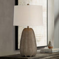 360 Lighting Calabasa 30' Tall Large Modern End 3-Way Table Lamp Chocolate Brown Finish Single Fabric White Shade Living Room Bedroom Bedside Nightstand House Office Home Reading Kitchen Entryway