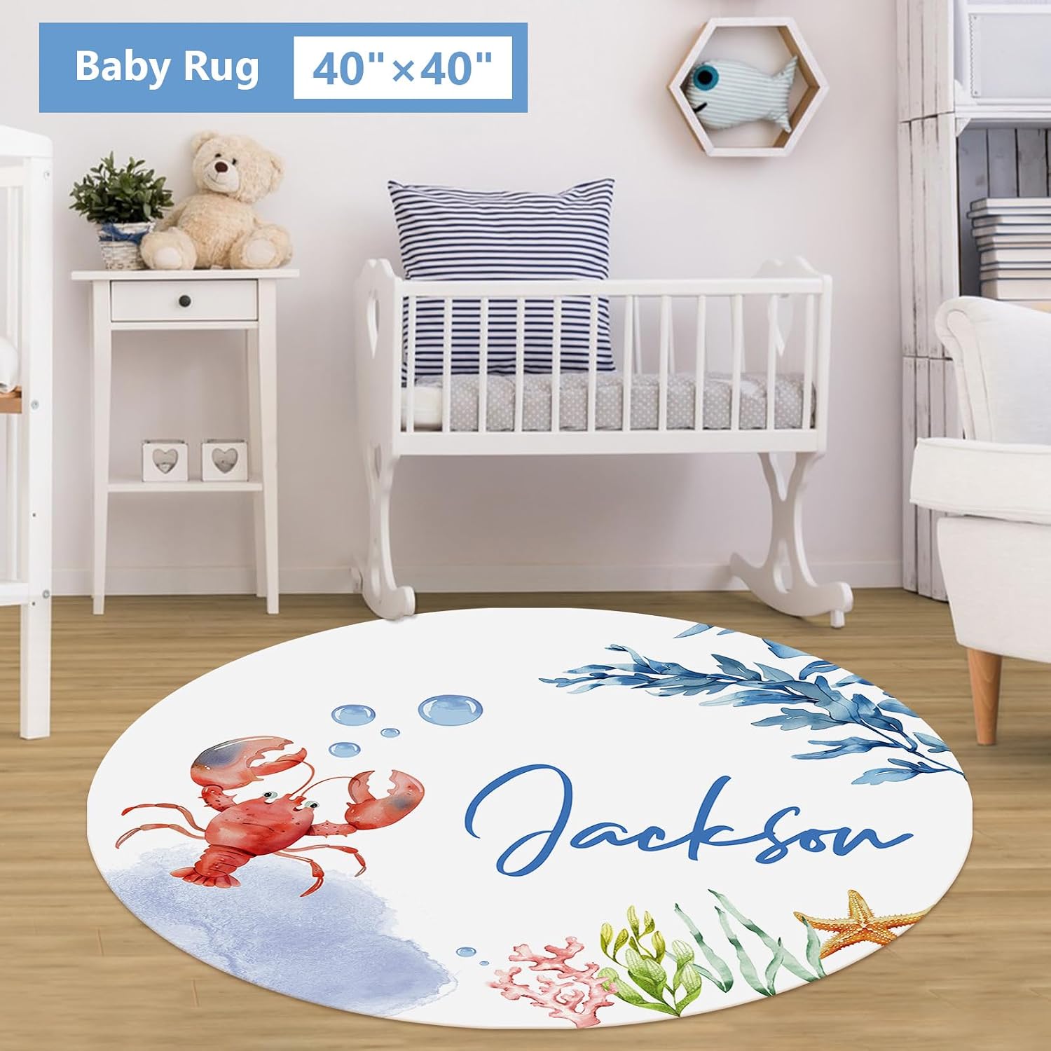 KAINSY Custom Crib Bedding Set 5 Pcs for Girls Boys – Personalized Blue Ocean Animals Theme, Newborn Sleep Set, Nursery Decor, Toddler Room Essentials, Infant Sleep, Baby Room Accessories, Baby Gift