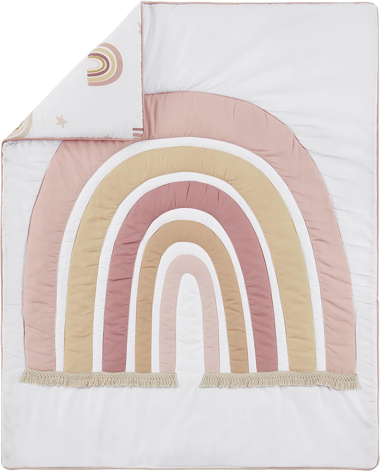 Sweet Jojo Designs Boho Rainbow Girl Baby Crib Bedding Set Infant Nursery BreathableBaby Breathable Mesh Crib Liner Blanket Sheet Skirt 6 PC Blush Pink Yellow Bohemian Neutral Vintage Mauve Stars Sun