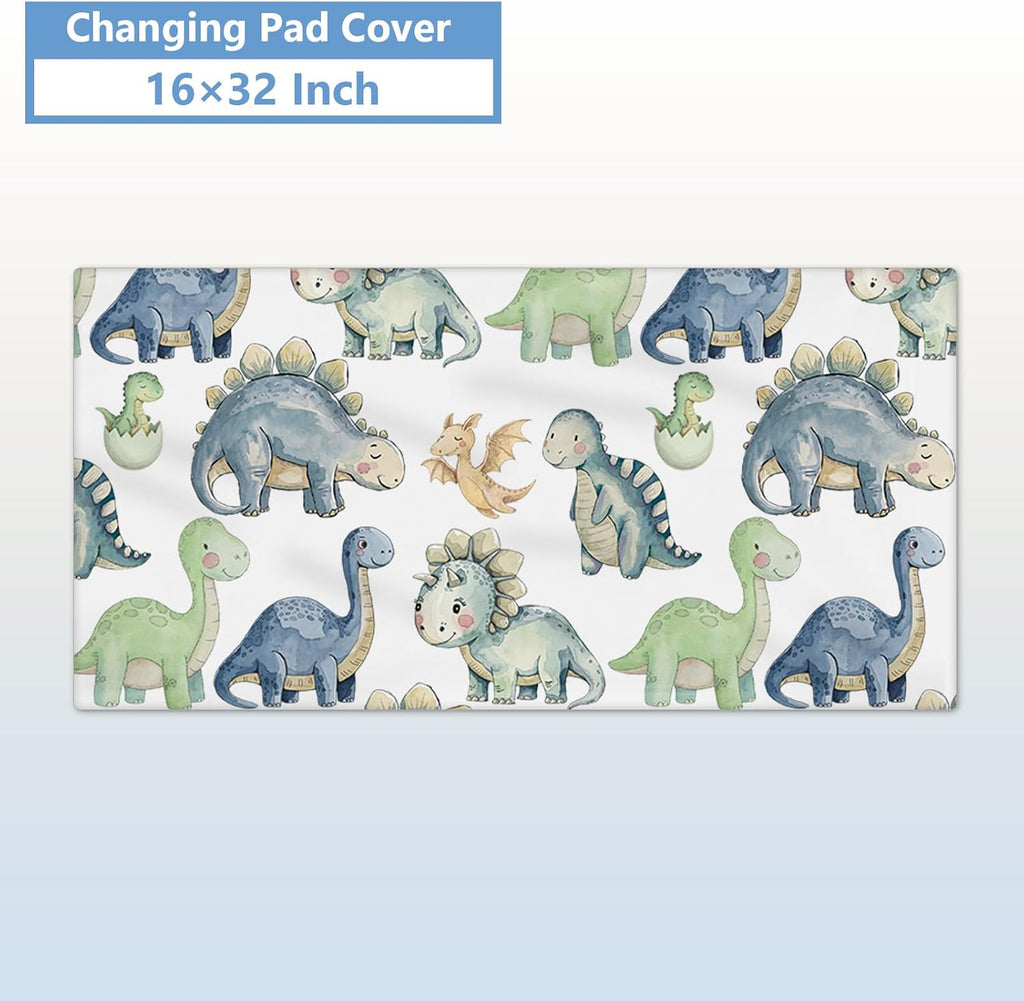 KAINSY Custom Crib Bedding Set 5 Piece for Baby Boys – Personalized Green Dinosaur Theme, Newborn Sleep Set, Nursery Decor, Toddler Room Essentials, Infant Sleep, Baby Room Accessories, Baby Gift