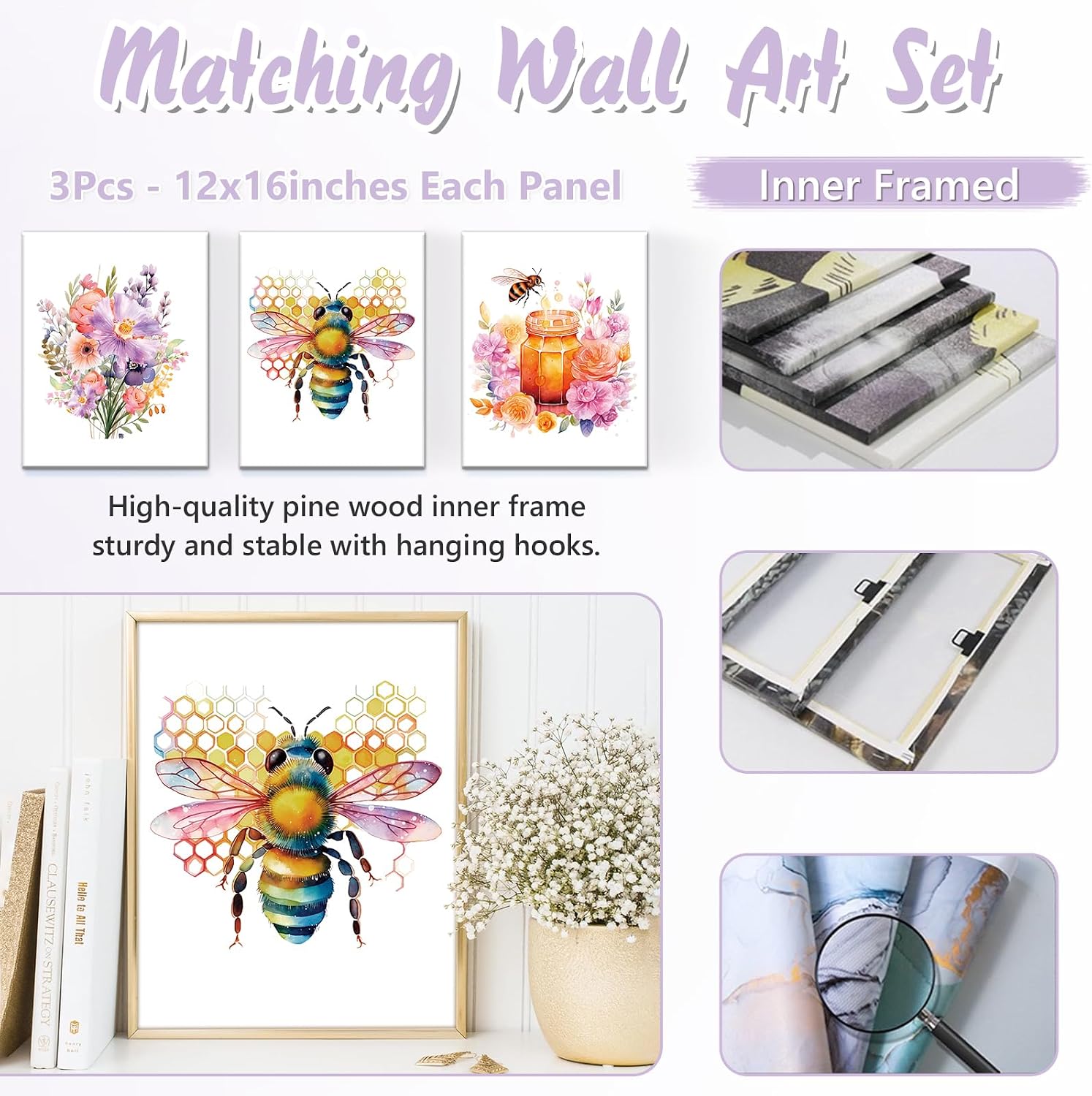 Personalized Baby Crib Bedding Set, 5 Pcs Custom Name Nursery Bedding Set for Girls Boys, Honey & Bee Baby Crib Set for Toddlers Infants, Double Layer Bedding Crib Sets Customized Gifts