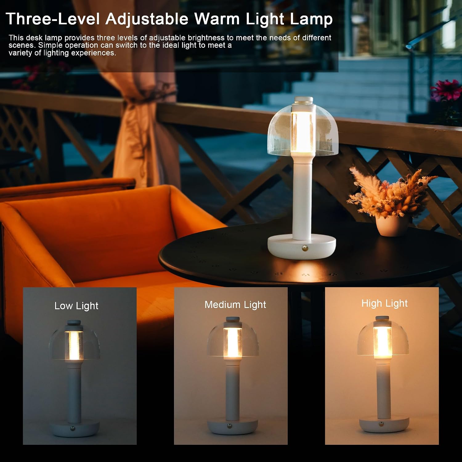 JHY DESIGN 9 Pack Bedside Table Lamp 10' H 3-Color Light Dimmable Nightstand Lamp with Glass Shade Touch Control Table Lamp for Bedroom Living Room Indoors Outdoors（White,Type-C Charging）