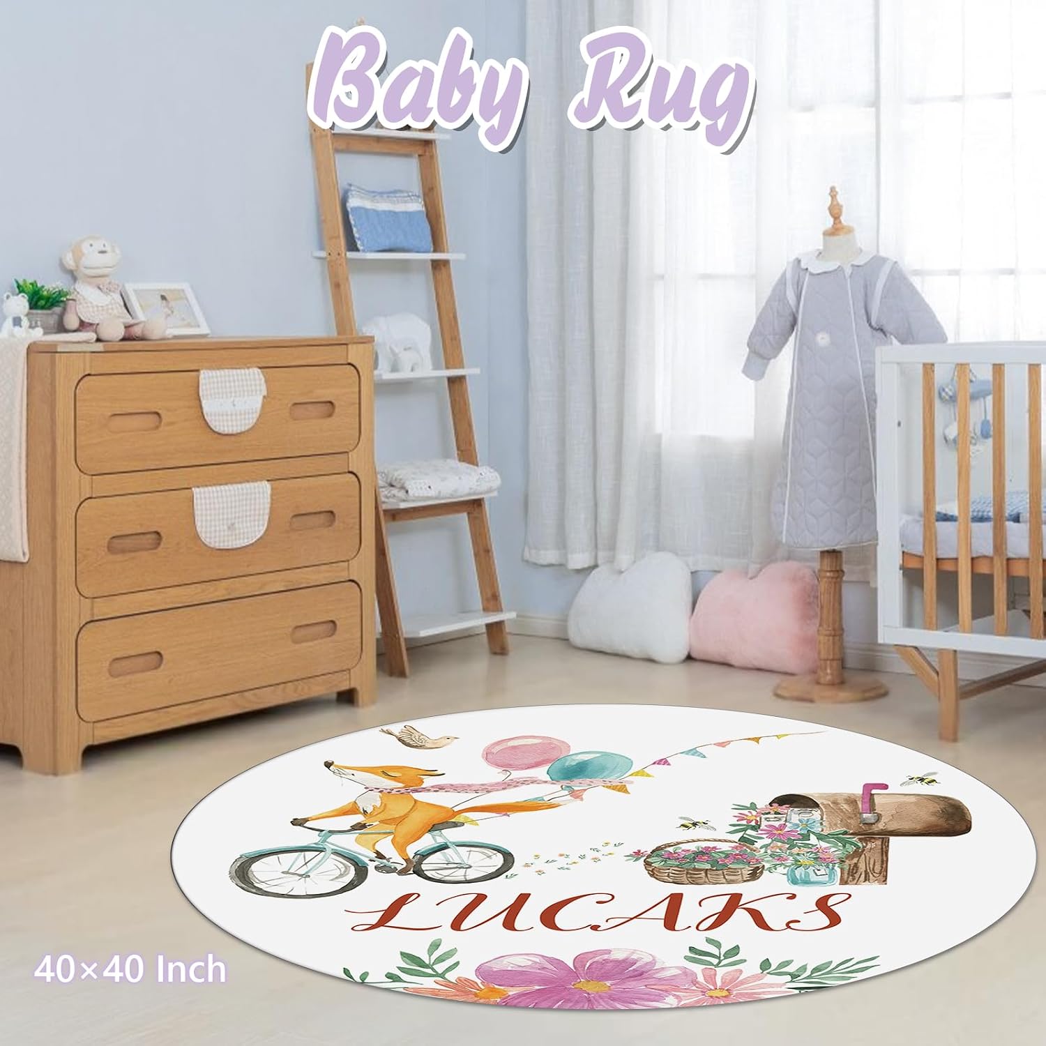 Custom Baby Crib Bedding Set, 5 PCS Personalized Name Baby Crib Sets for Girls Boys, Fox Theme Nursery Bedding Sets for Infant Toddler, Double Layer Flannel Bed Set Customized Gifts