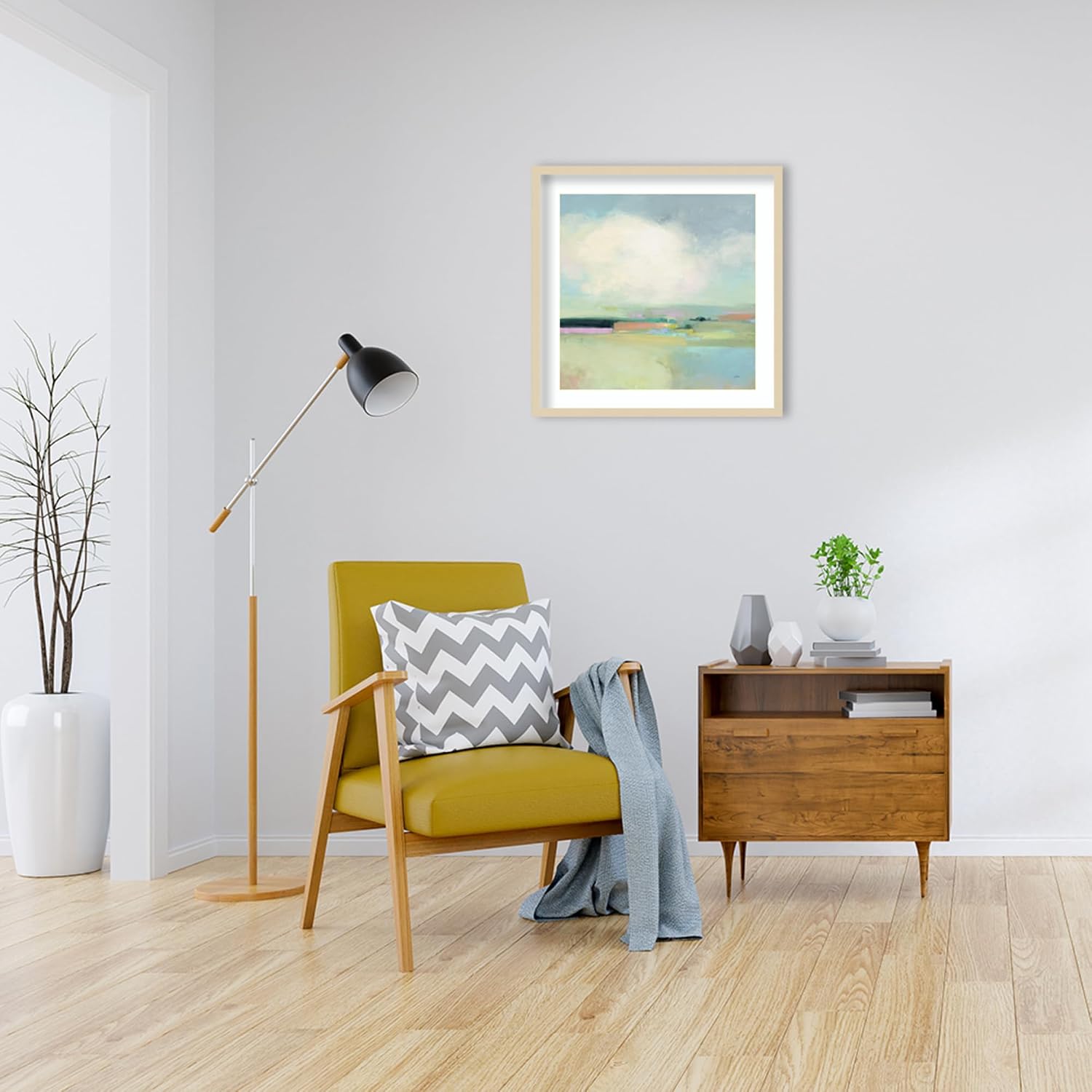 Amanti Art Framed Wall Art Print 25x25 Colorful Landscape by Julia Purinton, Abstract Wall Art, Modern Contemporary Decor, Medium Poster Painting Artwork for Living Room, Bedroom, Bathroom, Kitchen,