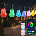 Smart Outdoor String Lights, 100FT (50FT*2) RGB Color Changing Patio Lights with Timer, 21-Key RF Remote and Bluetooth, IP65 Waterproof Shatterproof LED Lights for Backyard Balcony Garden Party Decor