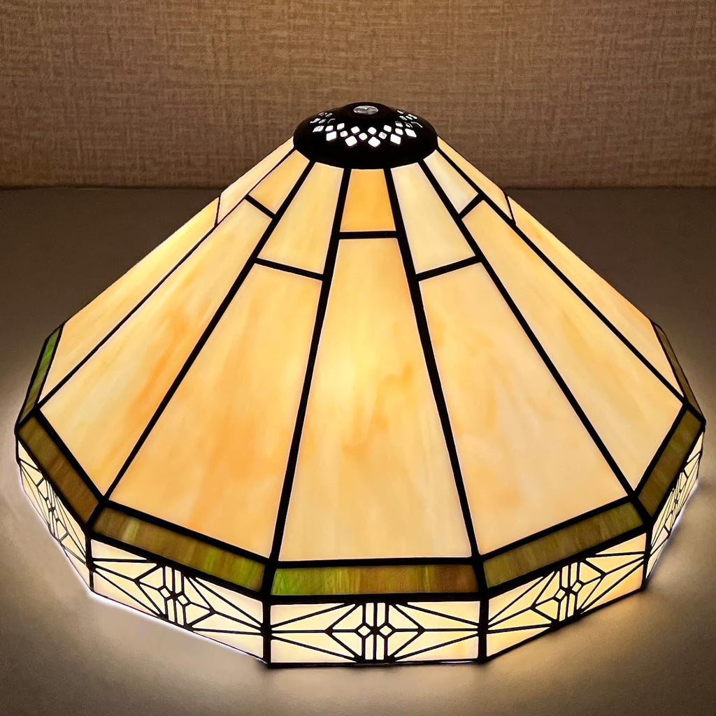 Capulina Tiffany Lamp Shade 12 Inches Wide Accessories Replacement Vintage Cream Tiffany Style Stained Glass Lampshade for Table Lamp