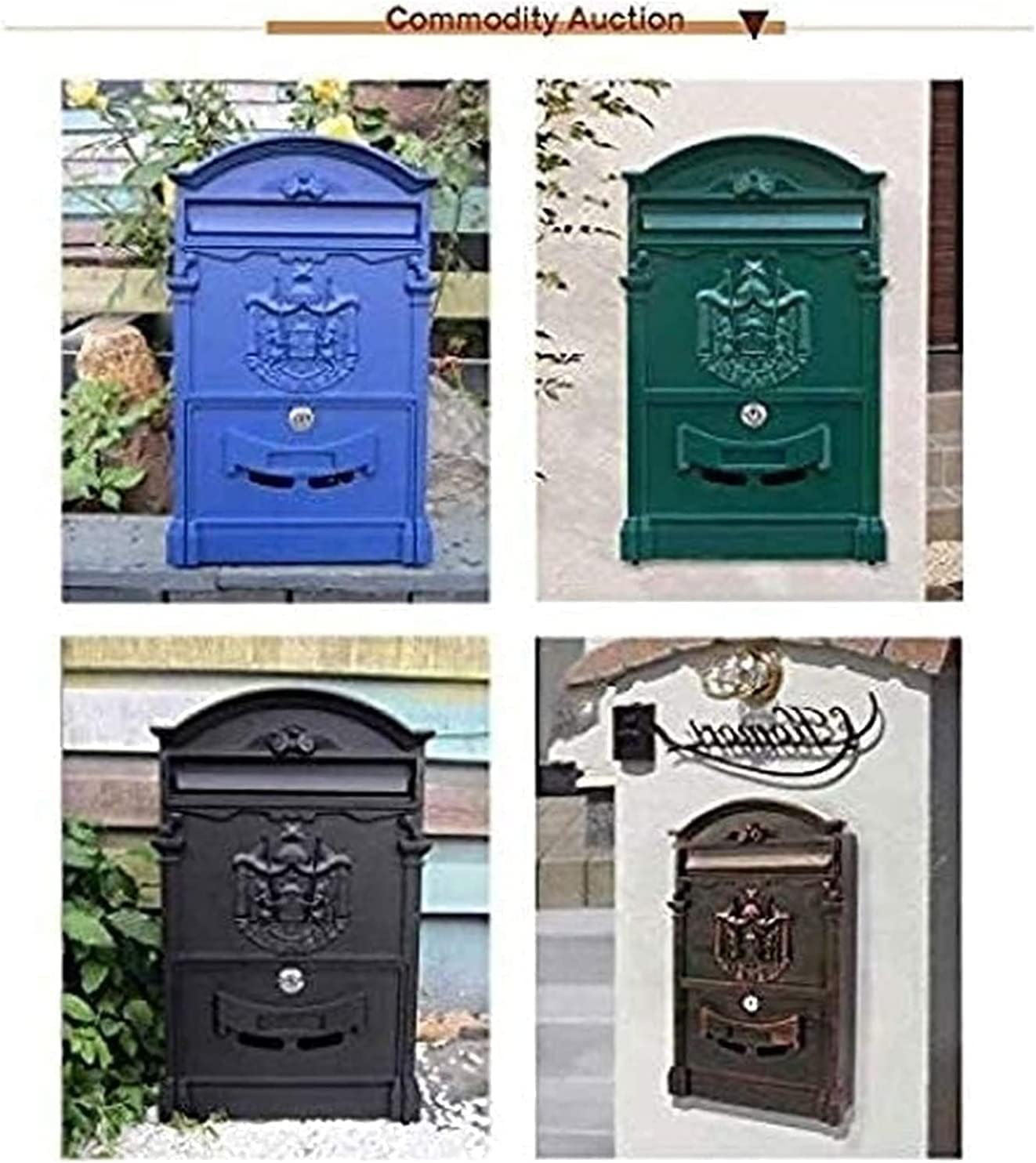 JYDQM Suggestion Box Drop Box Donation Box Vintage European Mailbox Aluminum Mail Box Post Box Secure Letterbox Parcel Box Drop Box (Color : B)