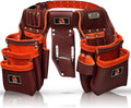 ABRIX Heavy Duty Tool Belt for Men – 4MM Thick Genuine Leather, Brass Buckle & Rivets | Foam Padded Comfort | 28-Pocket Carpenter & Framing Rig with Suspender | Work Belt Fit upto 32' to 52'