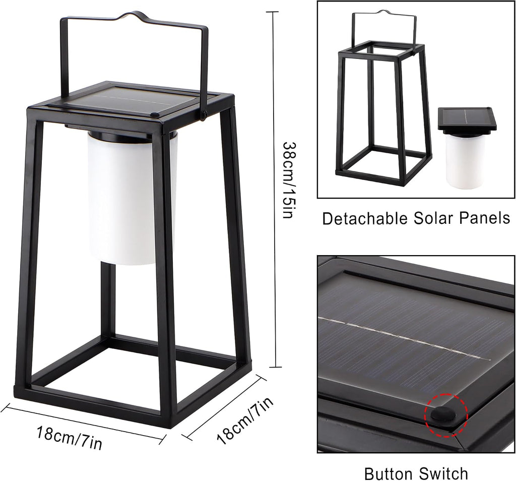 TRIROCKS Set of 4 Outdoor Solar Lantern Portable Brightness LED Nightstand Lantern Portable Solar Lamp IP44 Waterproof Touch Control Outdoor Table Lamp Cordless Lights for Patio Walking Camping Garden