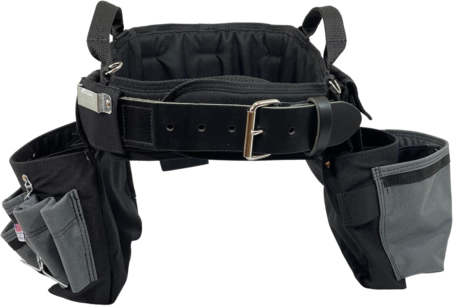 BOULDER BAG Ultimate Electrician's MAX Combo with Comfort Back Support Tool Belt, Leather Belt Buckle, Heavy Duty, Silver, (Extra-Large 37-42 Inch Waist), Made in USA